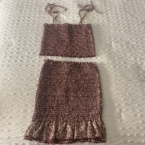 Matching 2 Set: Floral Crop and Skirt